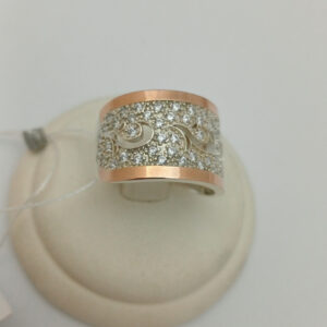 Срібне кільце з пластинами золота 375 проби