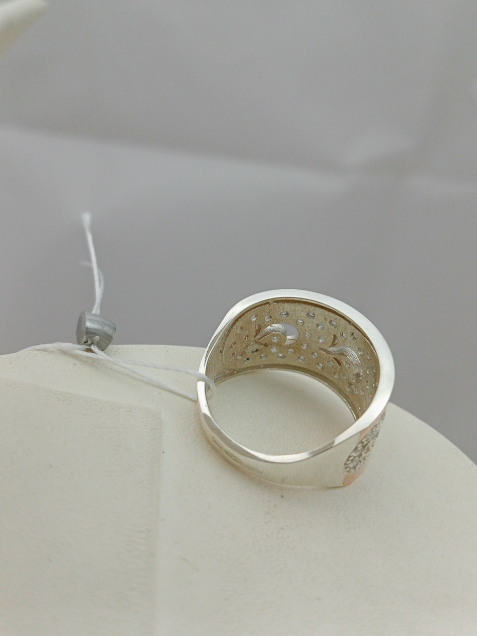 Срібне кільце з пластинами золота 375 проби - Зображення 2