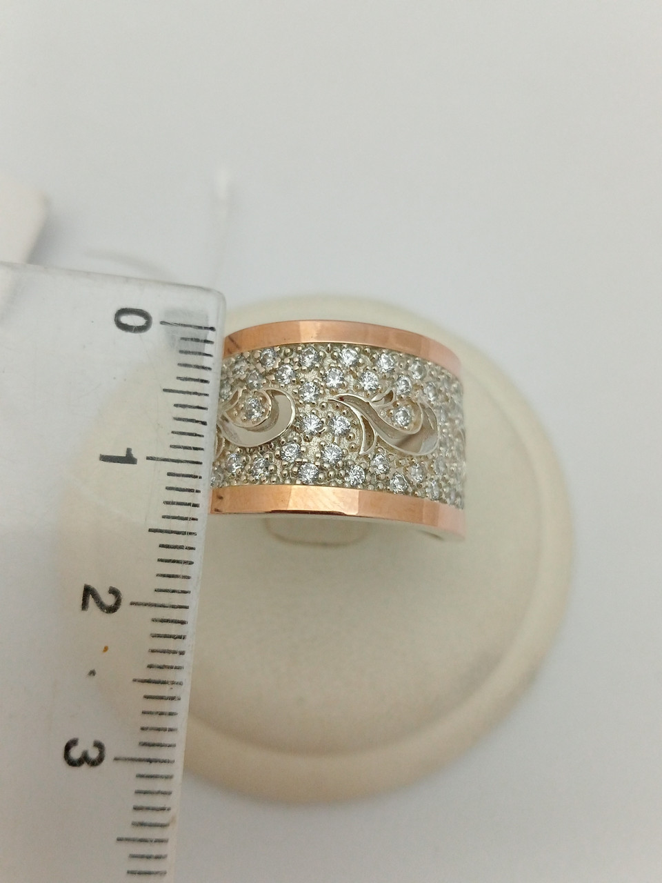 Срібне кільце з пластинами золота 375 проби - Зображення 3