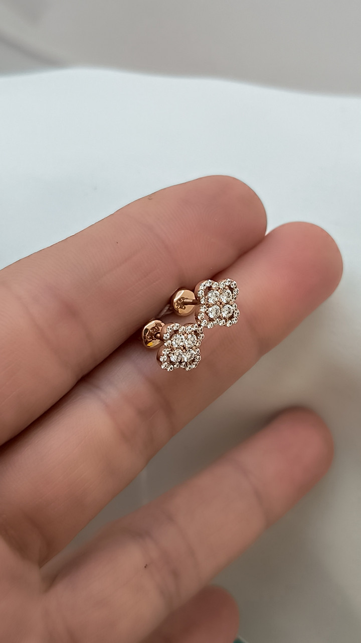 Золоті сережки гвоздики 585 проби зі вставками цирконію - Зображення 2