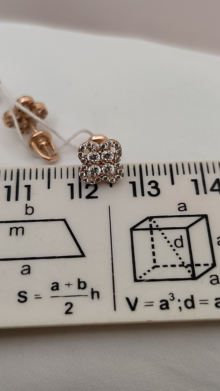 Золоті сережки гвоздики 585 проби зі вставками цирконію - Зображення 4