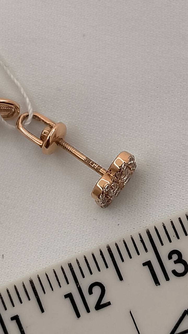 Золоті сережки гвоздики 585 проби зі вставками цирконію - Зображення 5