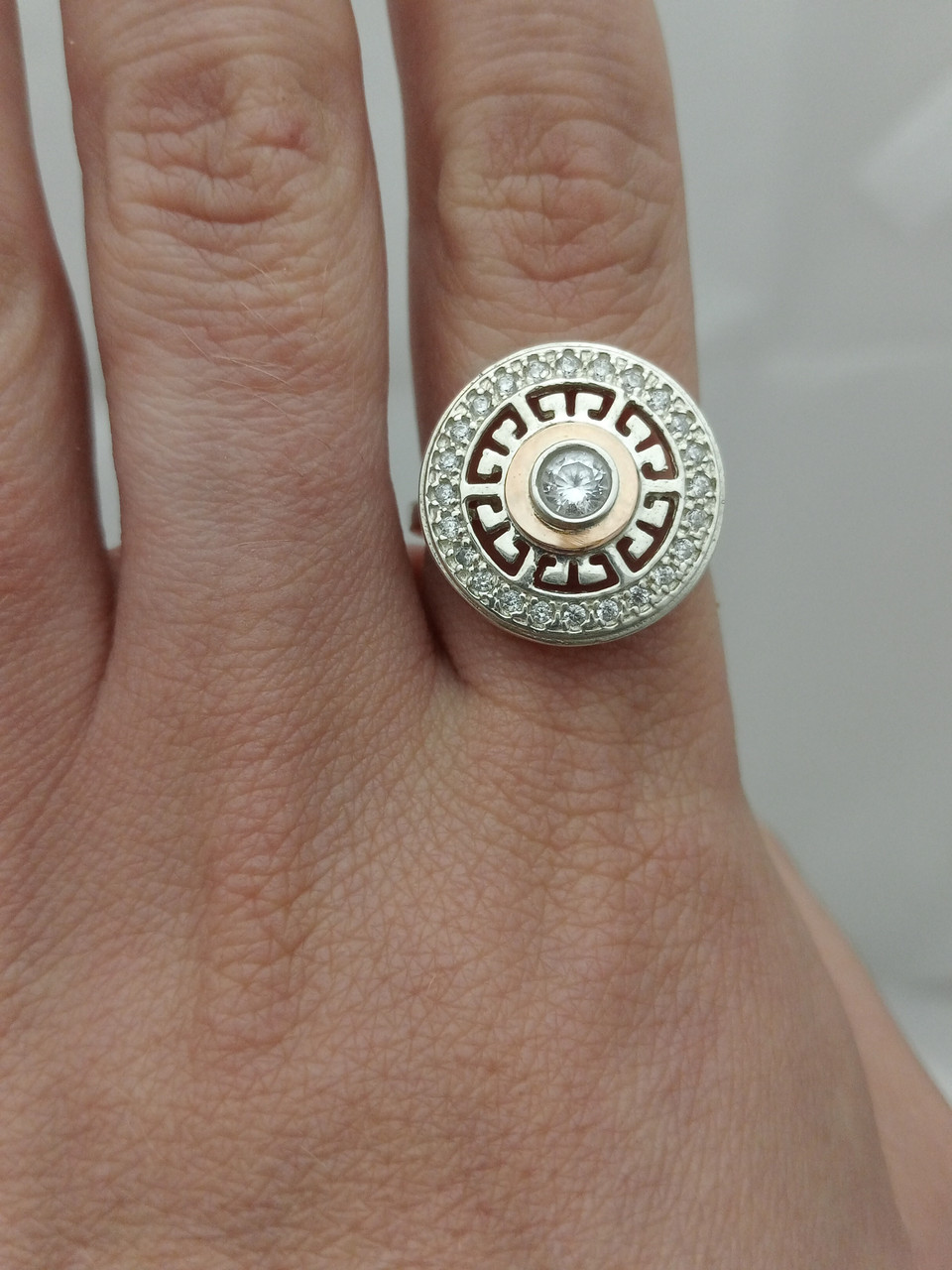 Срібне кільце Нефертіті з напаяними пластинами золота 375 проби - Зображення 3