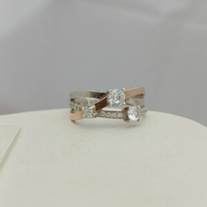 Срібне кільце з пластинами золота 375 проби