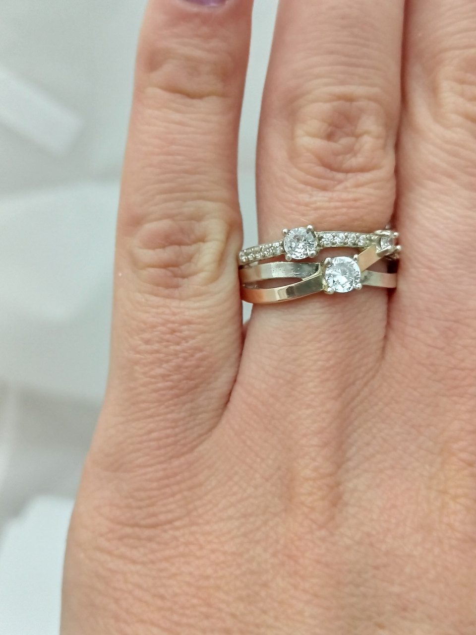 Срібне кільце з пластинами золота 375 проби - Зображення 2