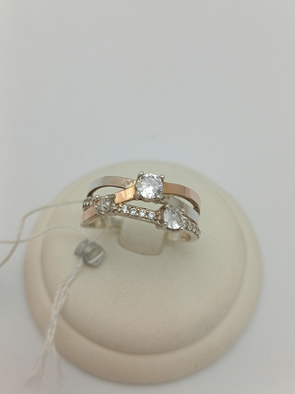 Срібне кільце з пластинами золота 375 проби - Зображення 3