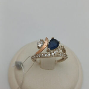 Срібне кільце з напаяними пластинами золота 375 проби