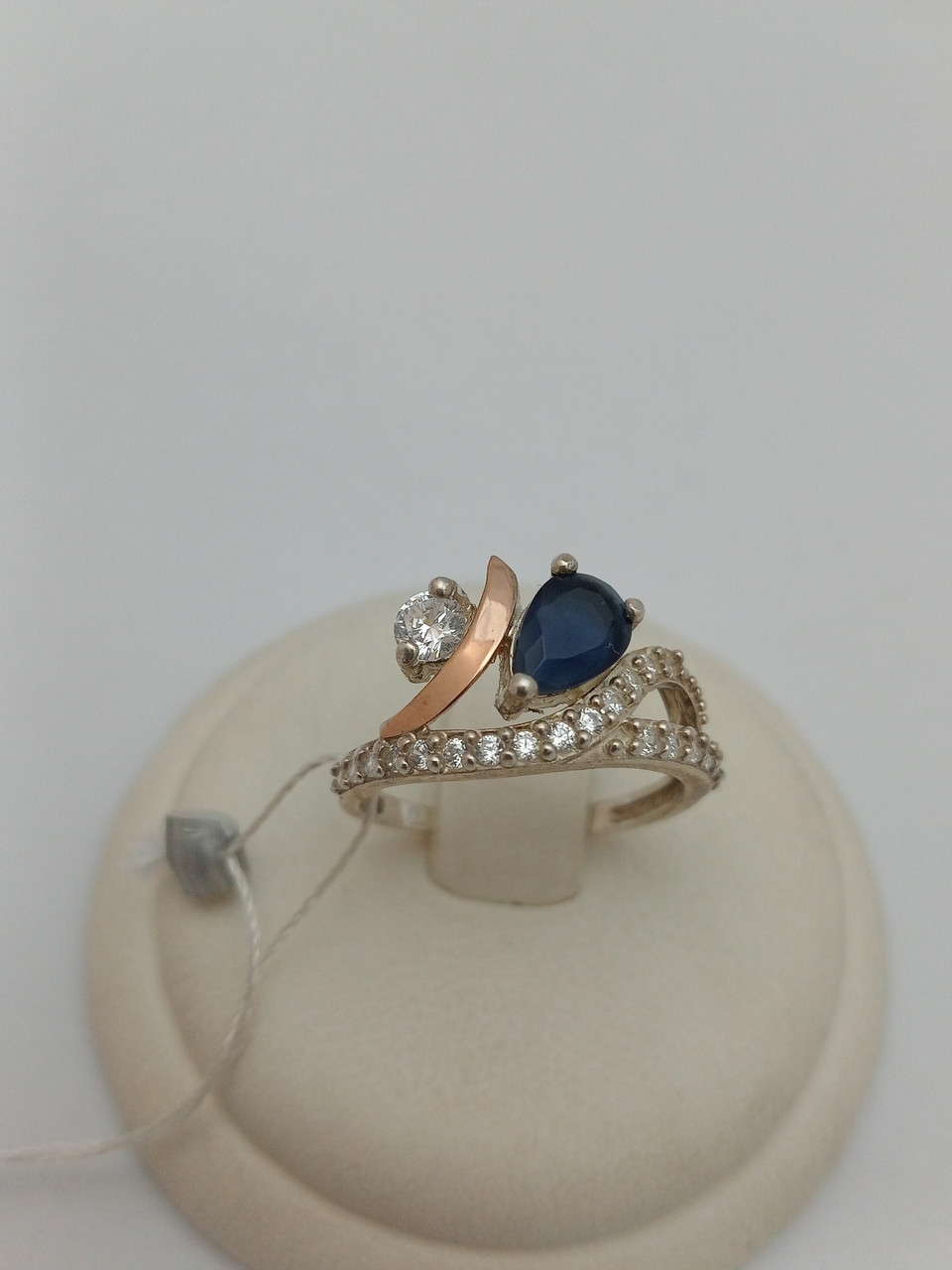 Срібне кільце з напаяними пластинами золота 375 проби