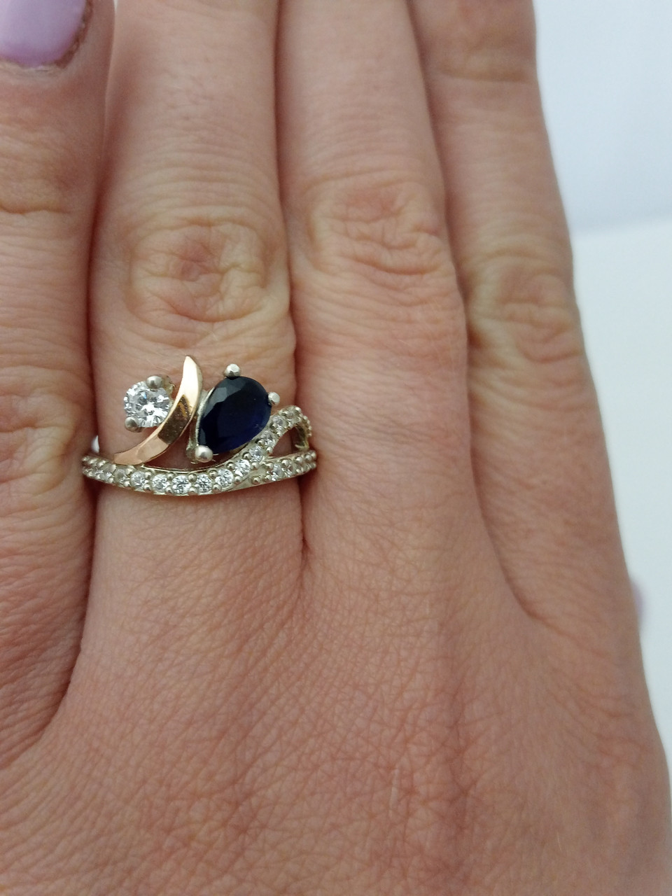 Срібне кільце з напаяними пластинами золота 375 проби - Зображення 2