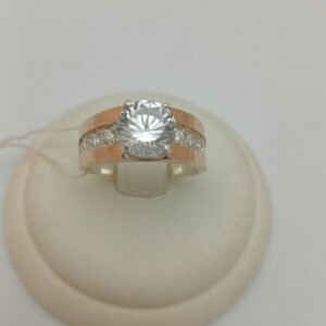 Срібне кільце з цирконієм із напаяними пластинами золота