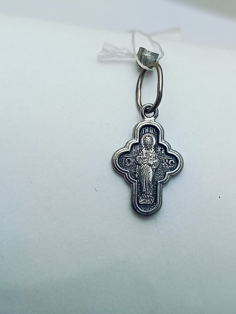 Дитячий срібний хрестик-ікона