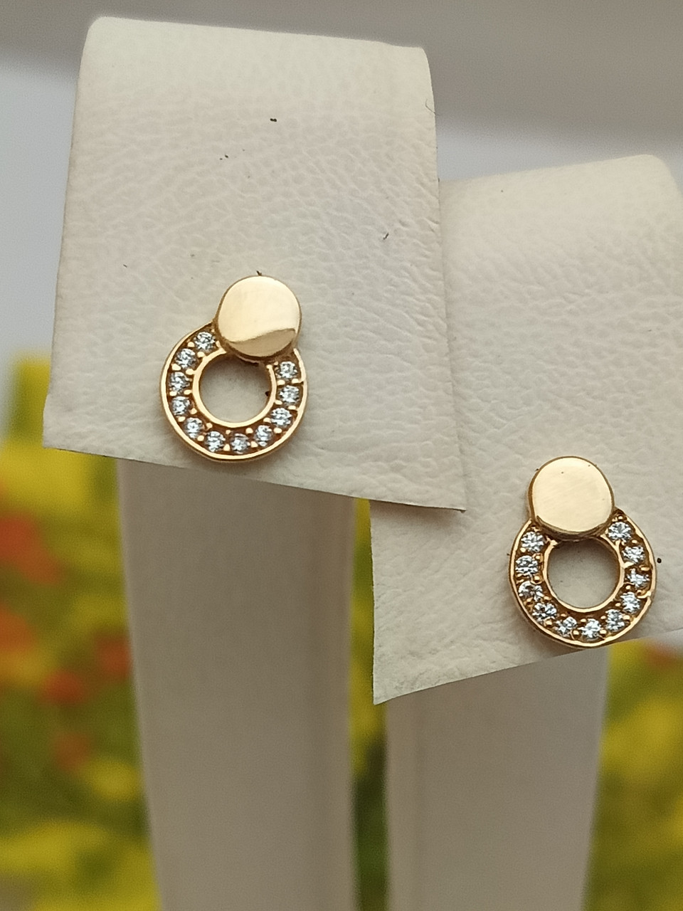 Золоті сережки пусети з цирконієм