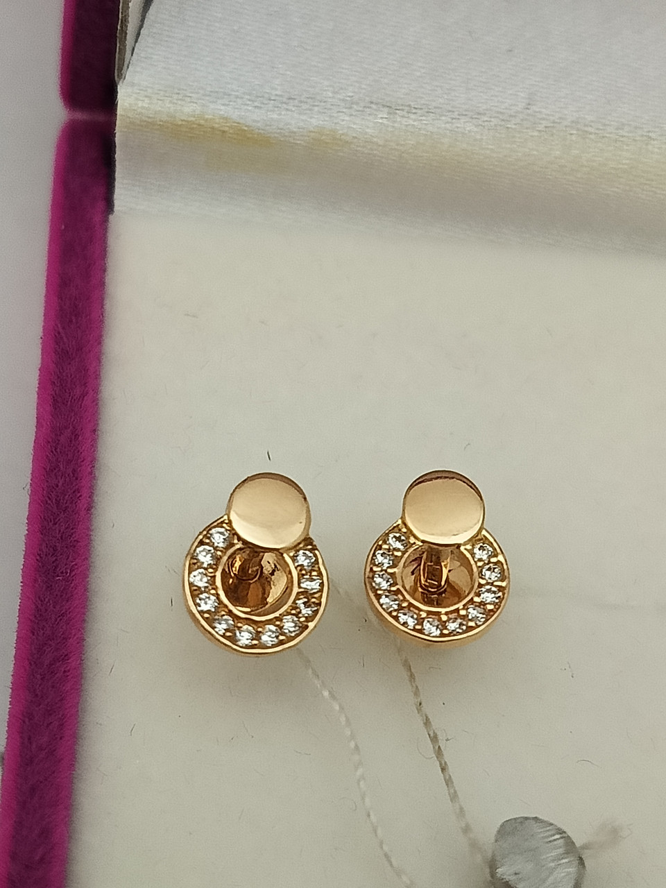 Золоті сережки пусети з цирконієм - Зображення 3