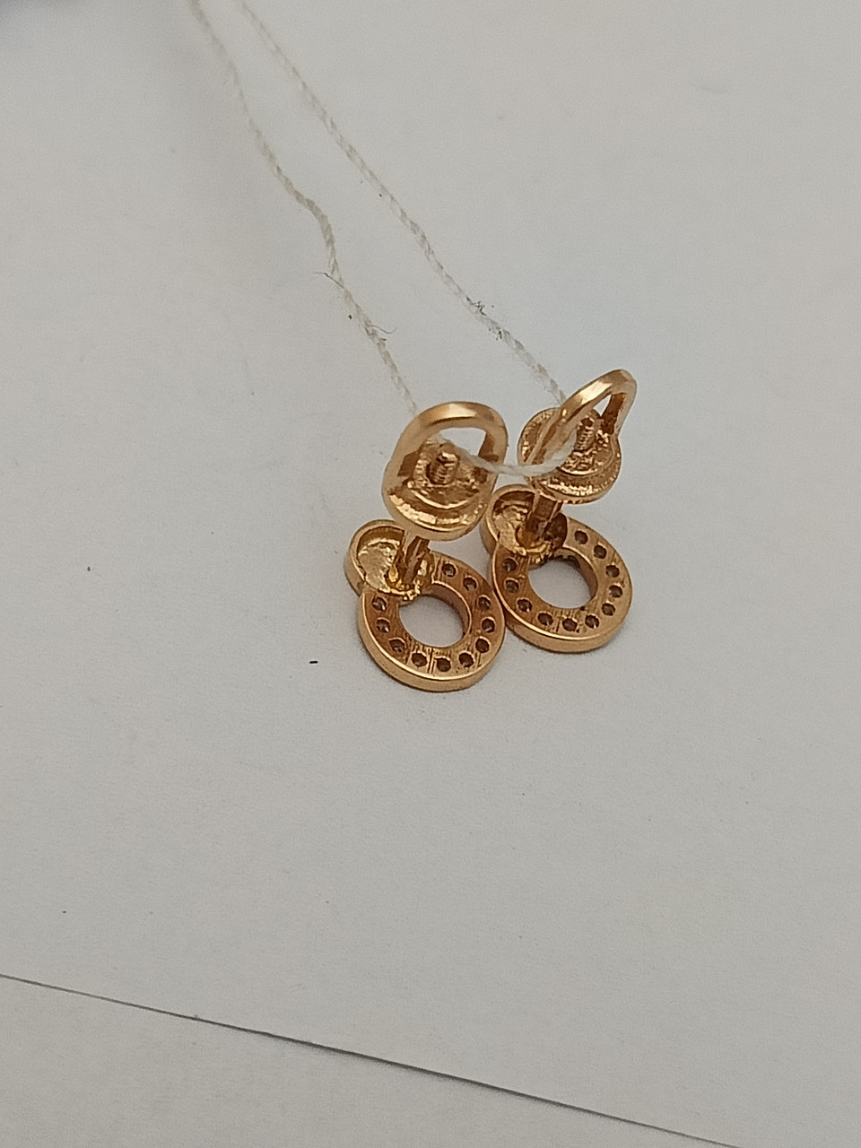 Золоті сережки пусети з цирконієм - Зображення 4