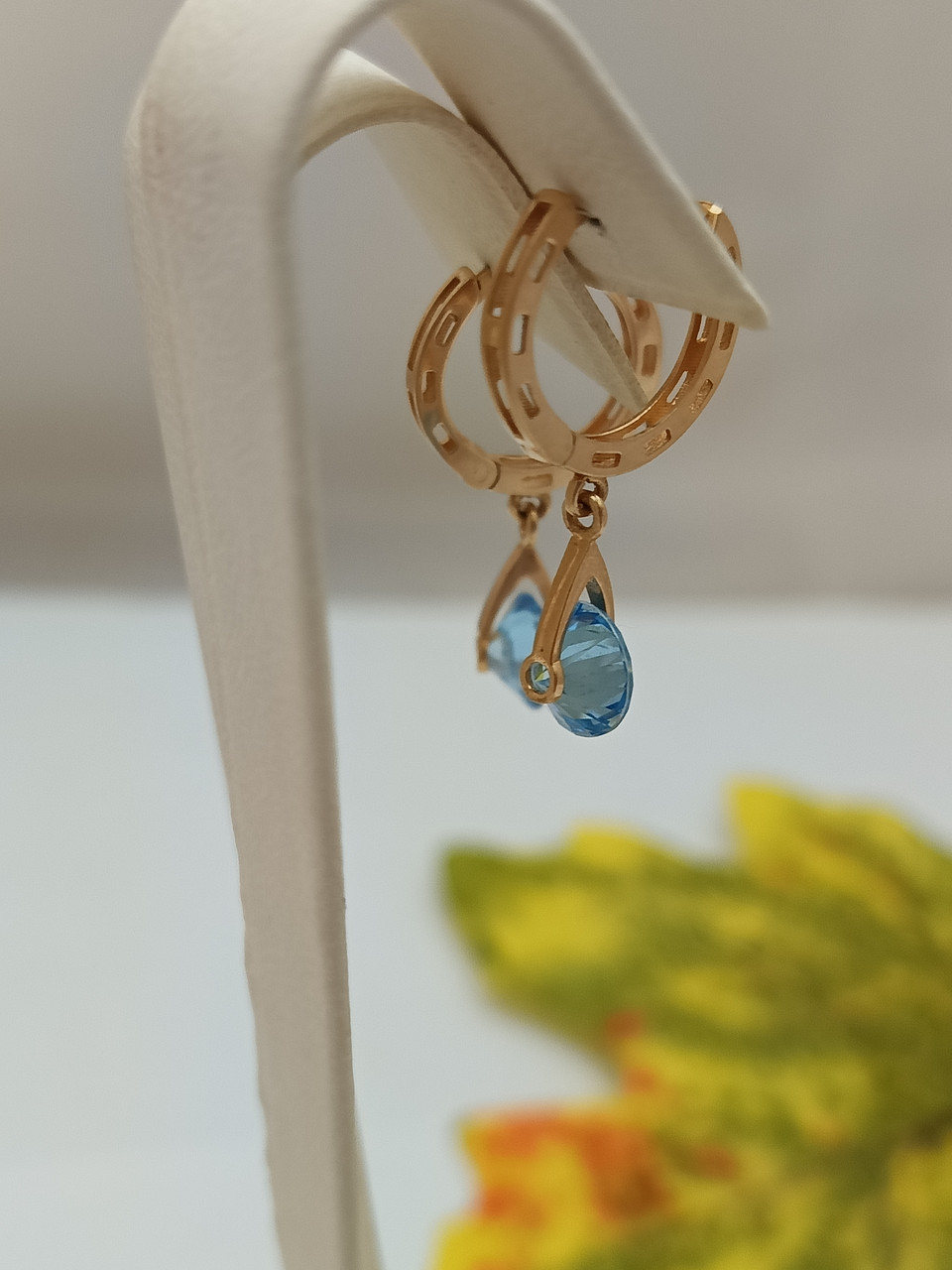 Золоті сережки з цирконієм 585 проби - Зображення 2