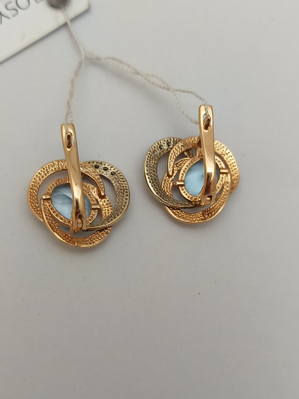 Золоті сережки з топазом 585 проби - Зображення 2