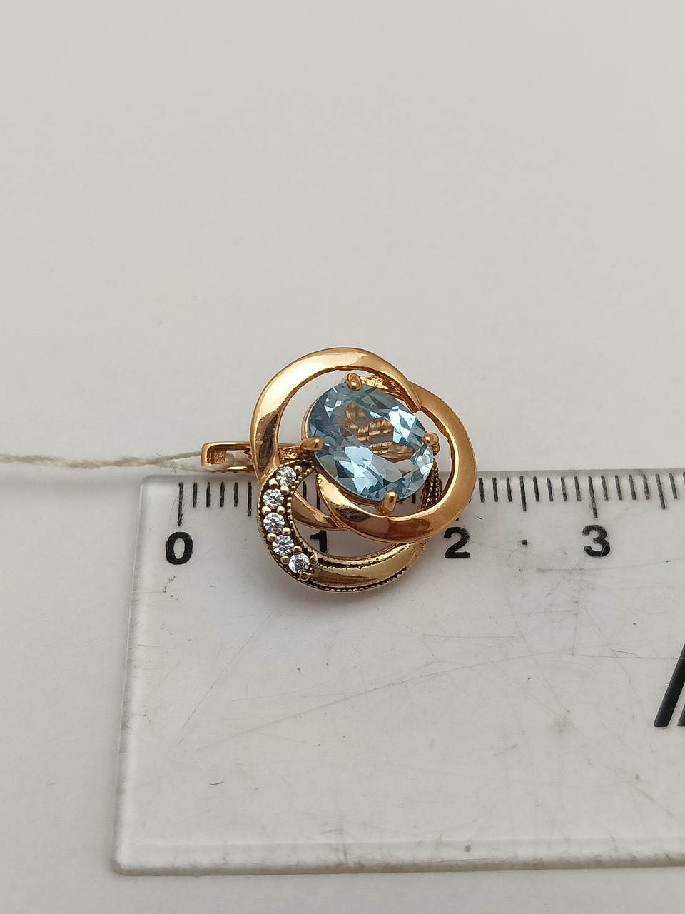 Золоті сережки з топазом 585 проби - Зображення 3