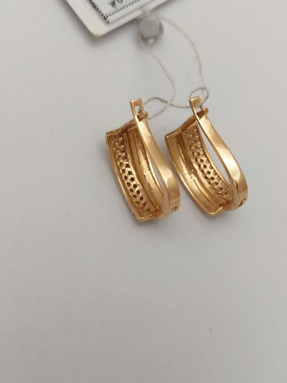 Золоті сережки з цирконієм 585 проби - Зображення 2