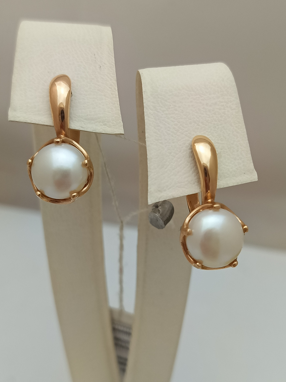 Золоті сережки з перлами 585 проби - Зображення 2