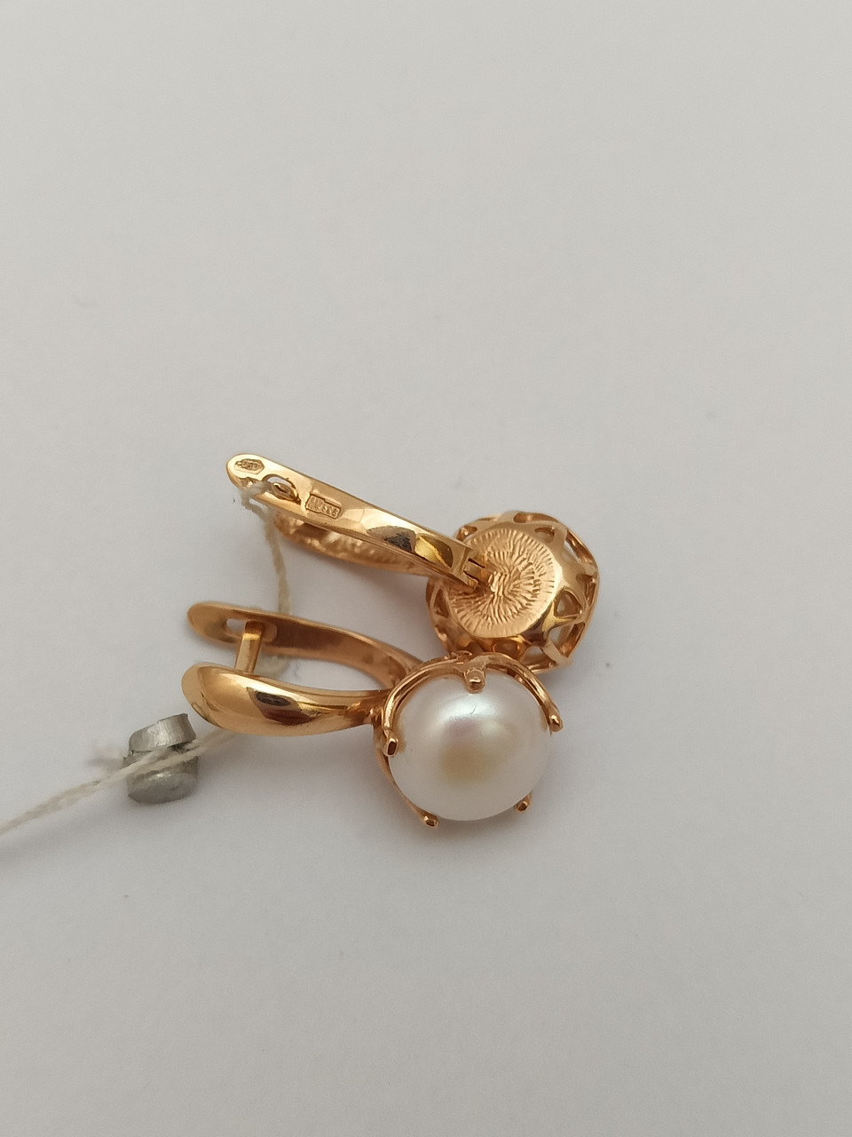 Золоті сережки з перлами 585 проби - Зображення 4