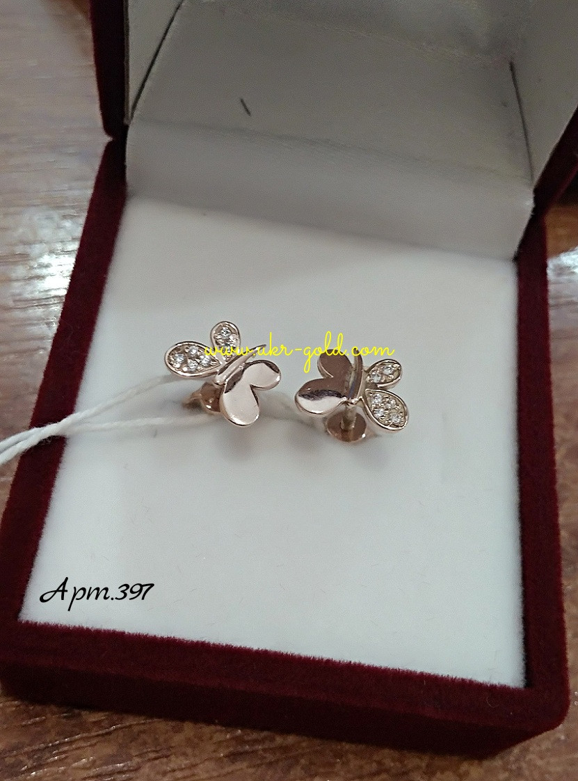 Золоті сережки метелики пусети для дітей сережки для діток золоті метелики. - Зображення 3