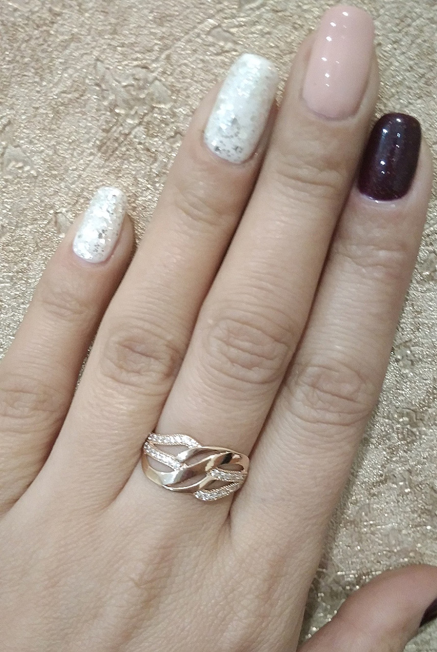 Золоте кільце c фіанітами. - Зображення 4