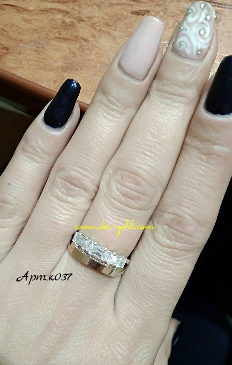 Срібне кільце 925 проби із вставками золота. - Зображення 2